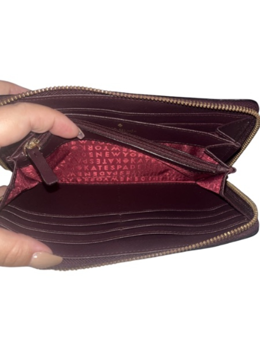 Kate Spade Laurel Way Neda Zip Around Wallet Deep Plum - Picture 12 of 16